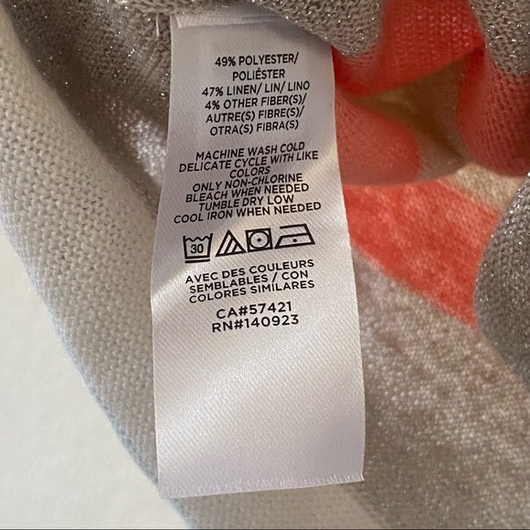 LOFT‎ Linen Blend Shimmer Striped Crewneck Sweater - Picture 8 of 8